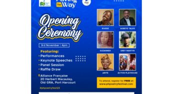 Port Harcourt Poetry Festival, PhPoetryFestival will take place in the Garden City on November 3–5