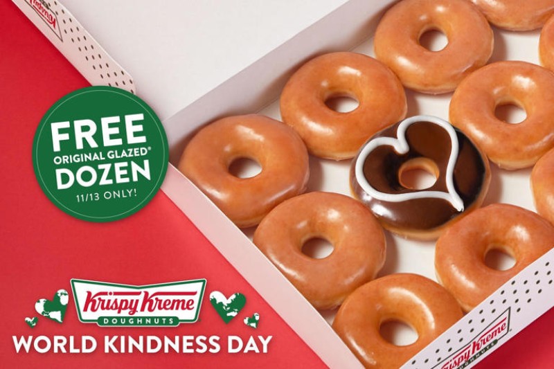 Krispy Kreme is Celebrating World Kindness Day by Offering Free Donuts to Early Customers