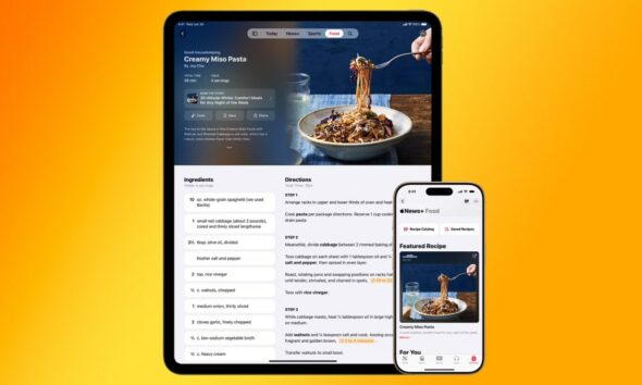 Apple News+ Food New Recipe Section Coming to Apple News App for Subscribers in April