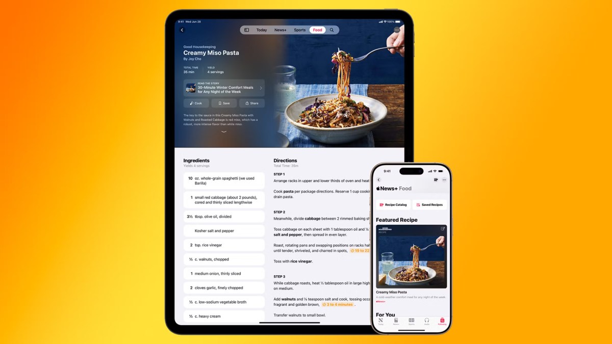 Apple News+ Food New Recipe Section Coming to Apple News App for Subscribers in April